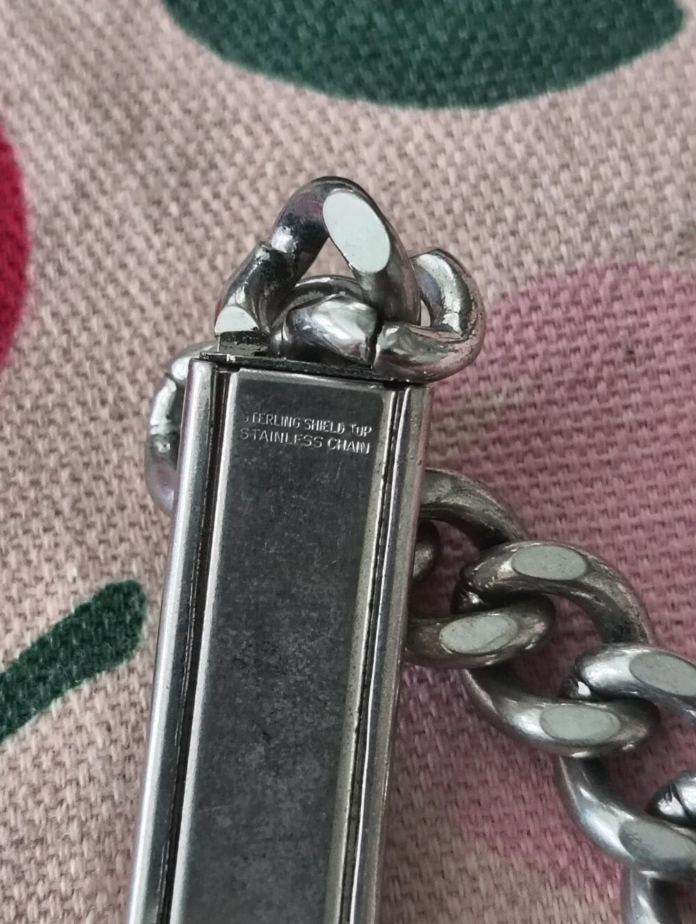 Men's Sterling Silver And Stainless Steel 'Bill' Name ID Bracelet. Estate Find